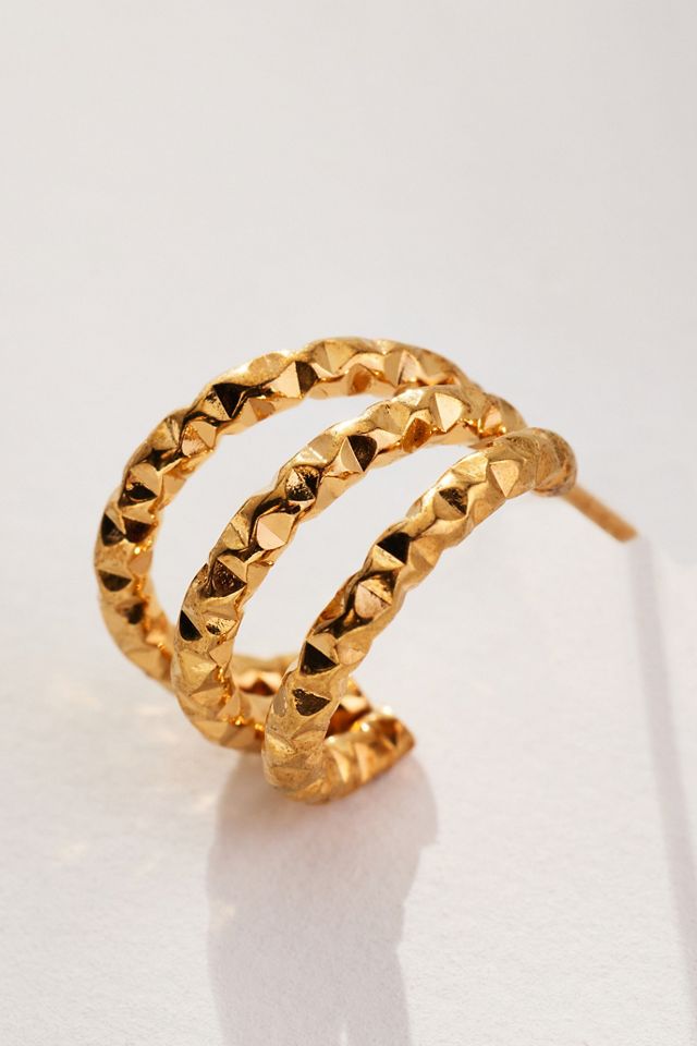 Water-Resistant Textured Huggie Hoop Earrings #1