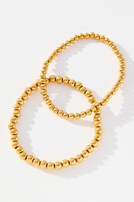 By Anthropologie Water-resistant Beaded Stretch Bracelet In Gold