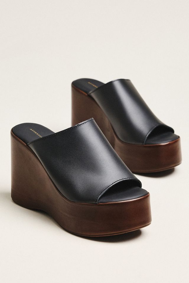 By Anthropologie Wooden Platform Wedge Sandals #1