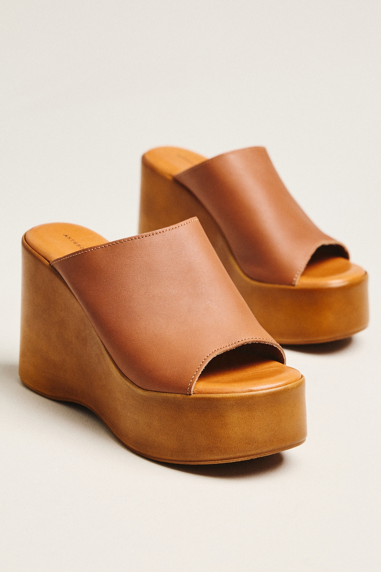 By Anthropologie Wooden Platform Wedge Sandals