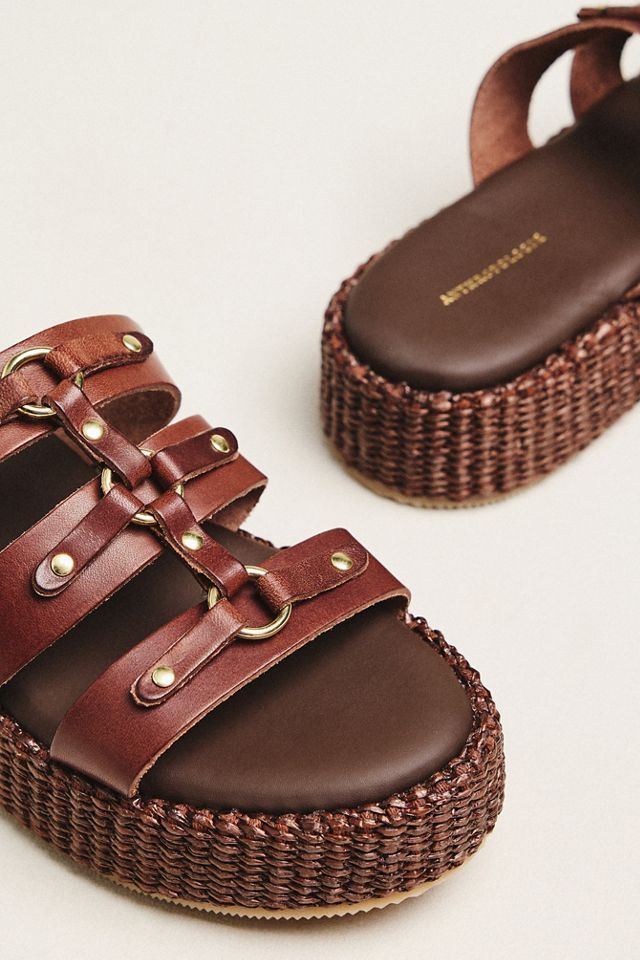 By Anthropologie Studded Multi-Strap Slide Sandals #2