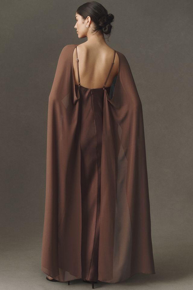 BHLDN Chiffon Cape Maxi Dress #1