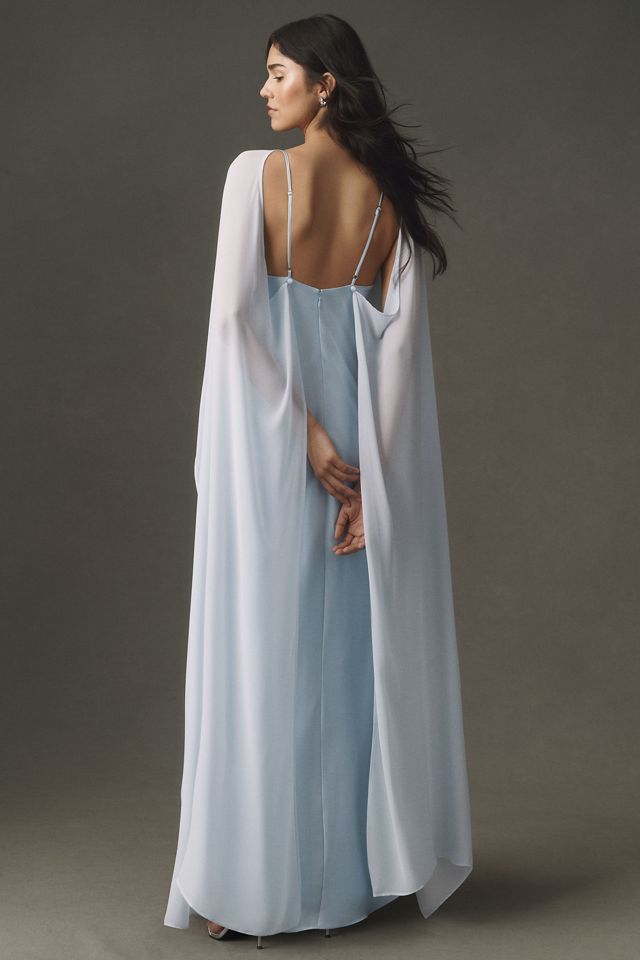 BHLDN Brigid Chiffon Cape Maxi Dress #1