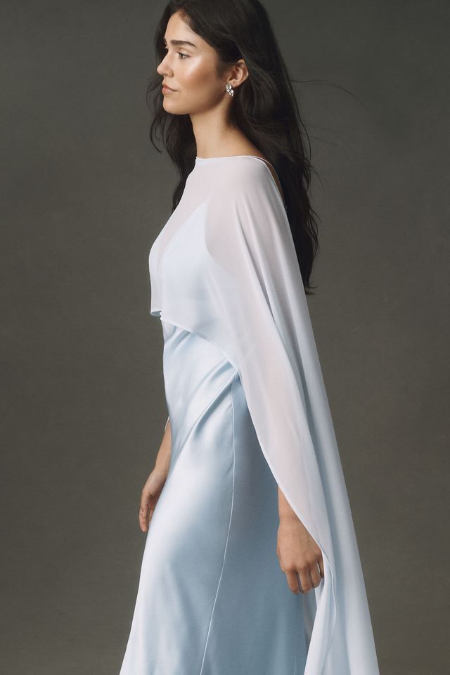 BHLDN Brigid Chiffon Cape Maxi Dress #3