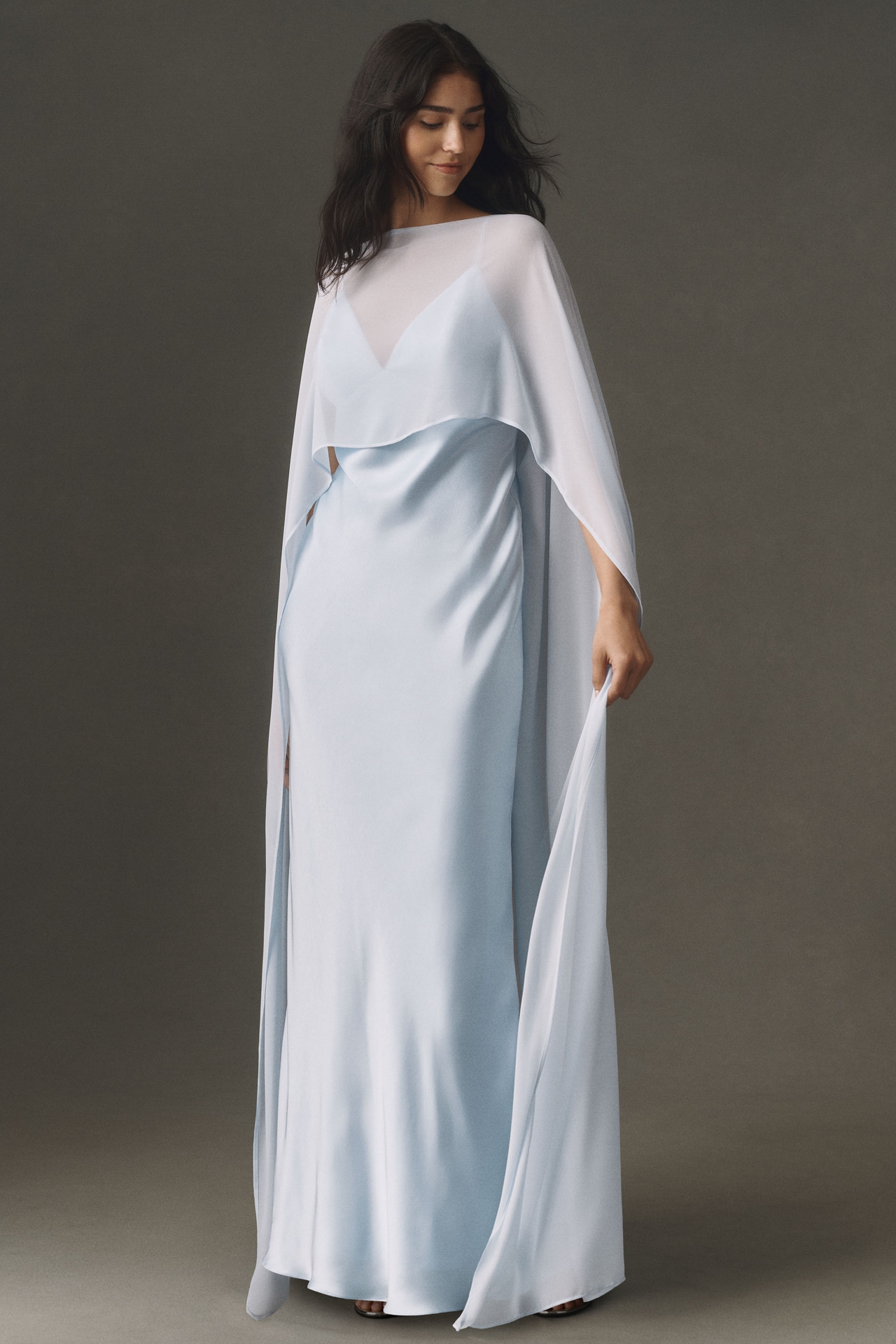 BHLDN Chiffon Cape Maxi Dress