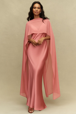 BHLDN Chiffon Cape Maxi Dress | Anthropologie