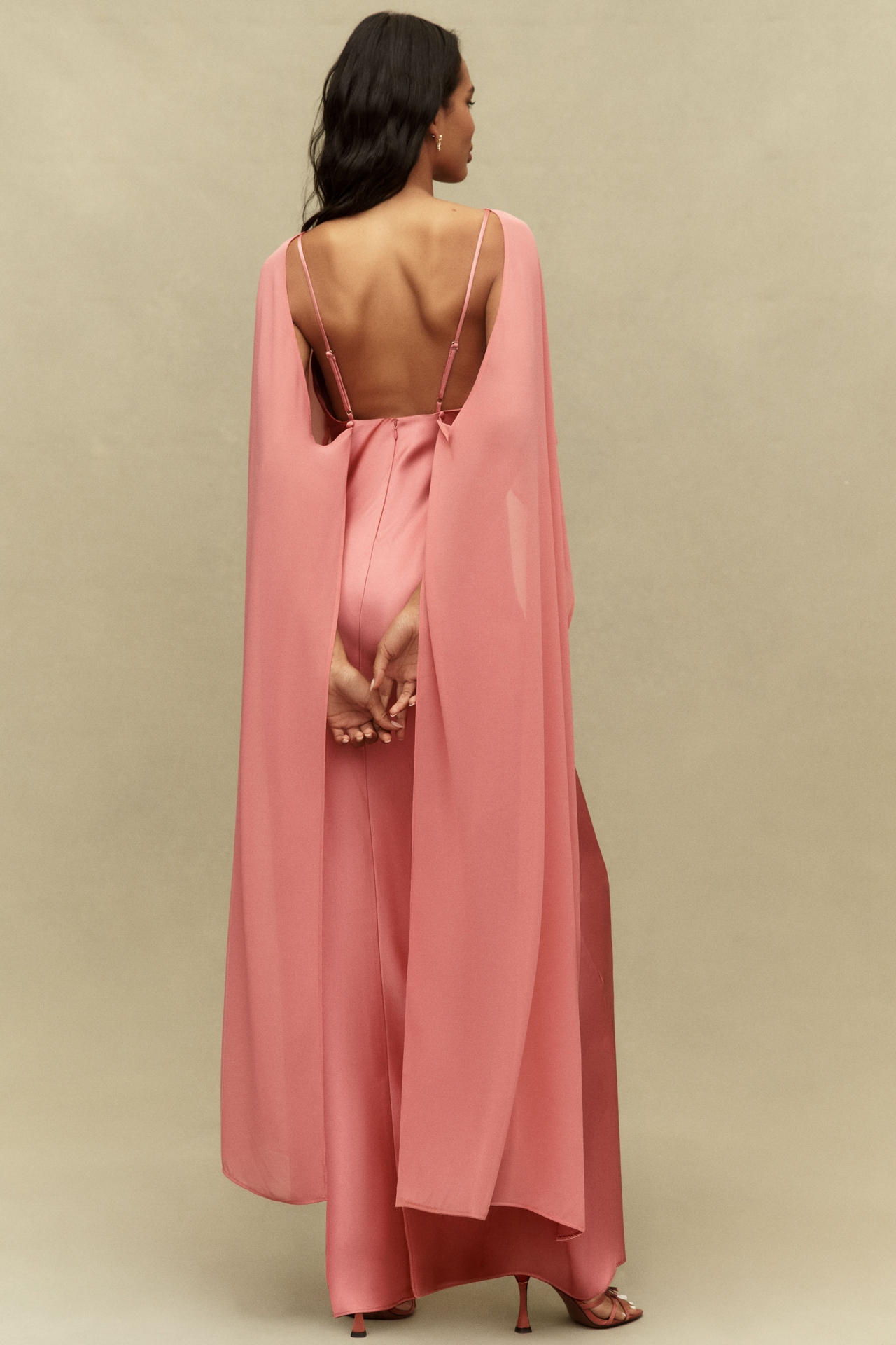 BHLDN Chiffon Cape Maxi Dress