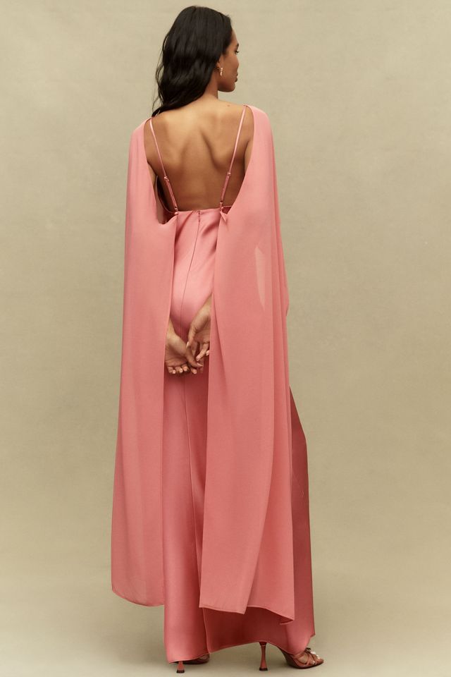 BHLDN Chiffon Cape Maxi Dress