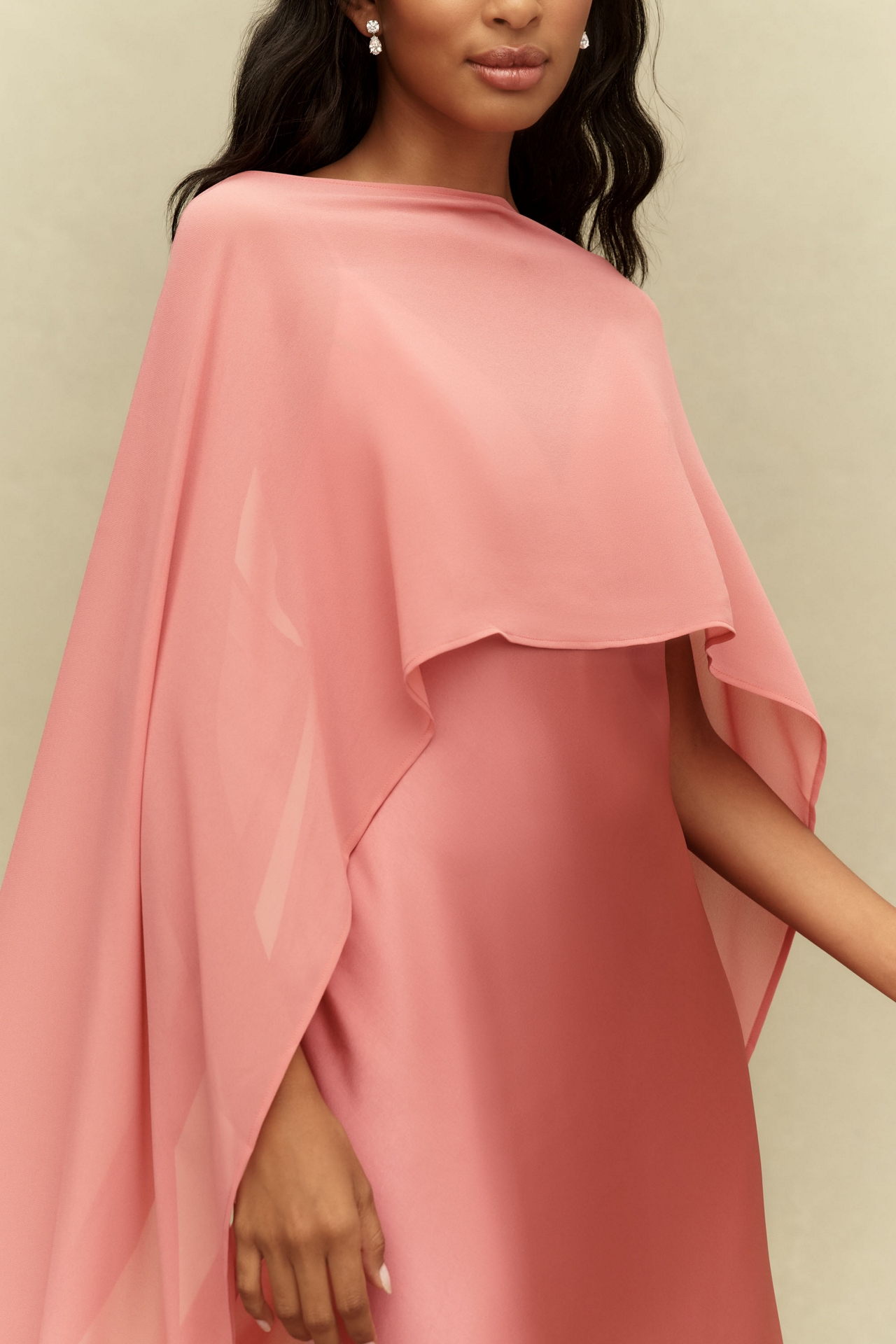 BHLDN Chiffon Cape Maxi Dress