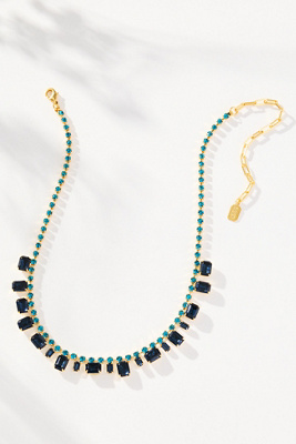 Elizabeth Cole Glacia Crystal Necklace In Green