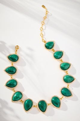 Elizabeth Cole Blossette Crystal Necklace In Green