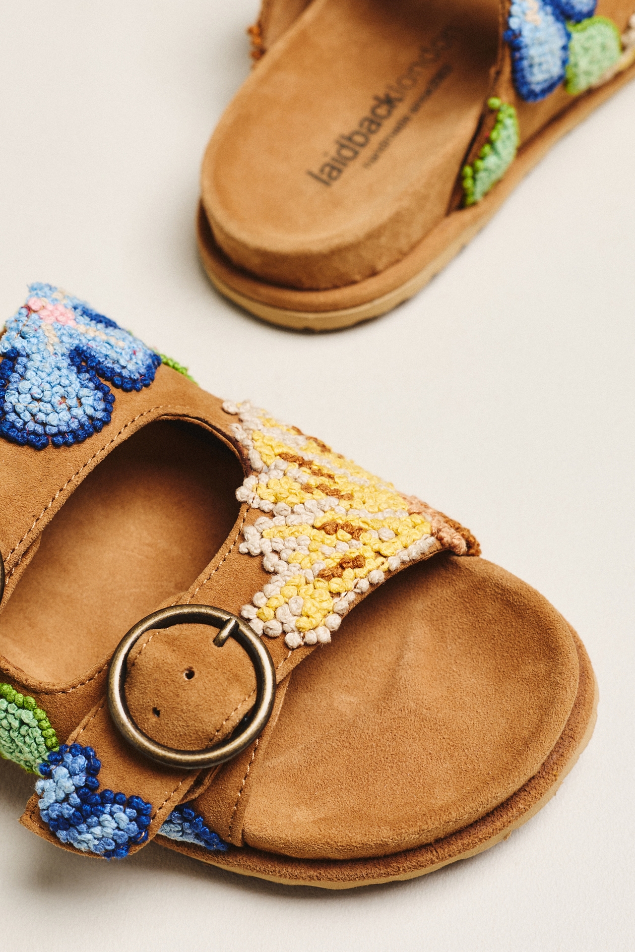 Laidback London Clay French Knot Buckle Slide Sandals