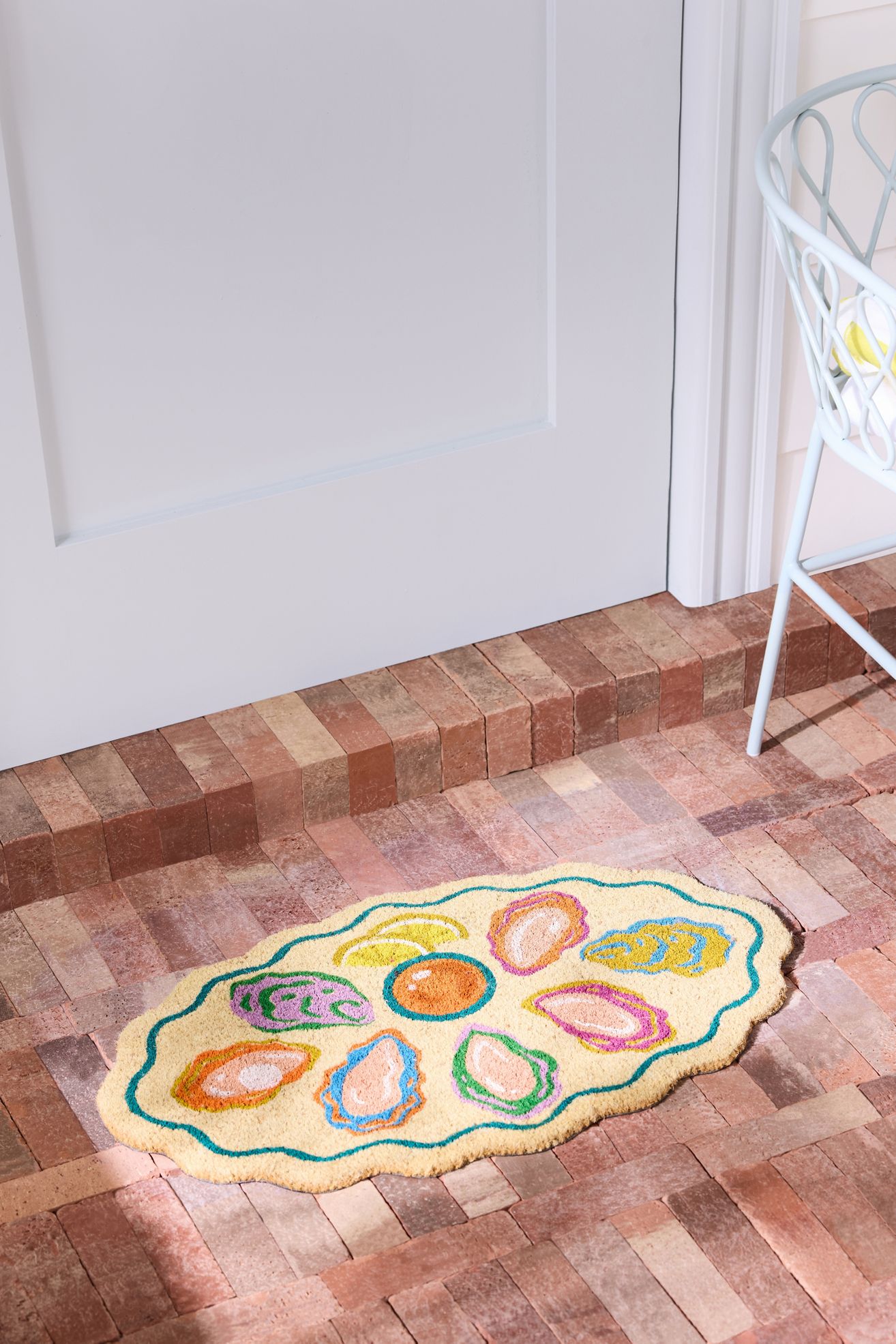Oyster Plate Coir Printed Doormat - Multi, Shaped
