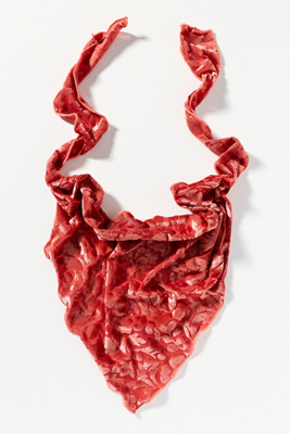By Anthropologie Burnout Velvet Hair Scarf In Red