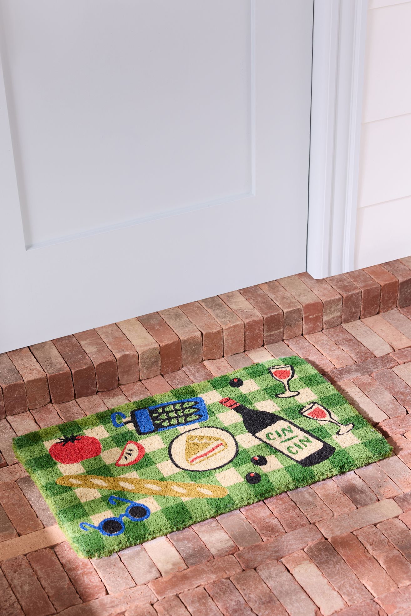 Picnic Coir Printed Doormat - Green, 18" x 30"