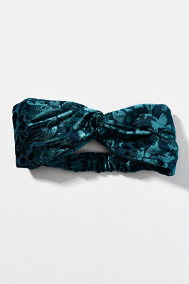 By Anthropologie Burnout Velvet Twist Headband In Blue