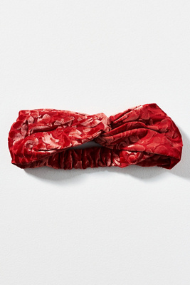 By Anthropologie Burnout Velvet Twist Headband In Red