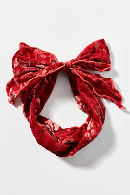By Anthropologie Burnout Velvet Tie-back Headband In Red