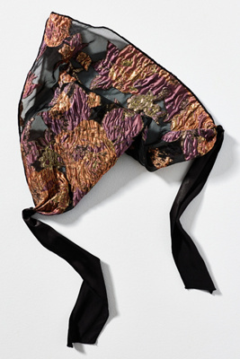 By Anthropologie Sheer Metallic Floral Hair Scarf In Purple