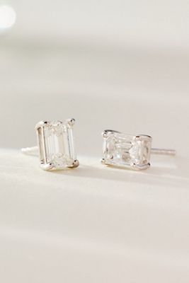 By Adina Eden Lab Grown Diamond Emerald Stud Earrings