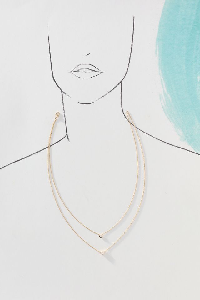 By Adina Eden Lab Grown Diamond Double-Layer Pear & Bezel Necklace #1