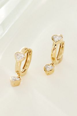 By Adina Eden Lab Grown Diamond Dangling Bezel Heart Huggie Earrings