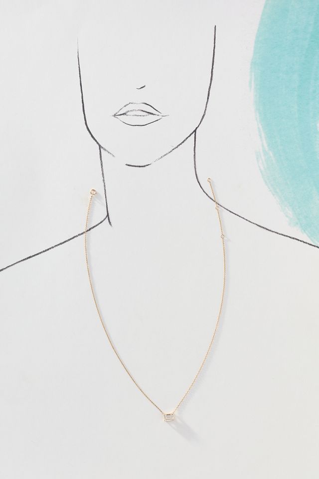 By Adina Eden Lab Grown Diamond Emerald Bezel Necklace #1