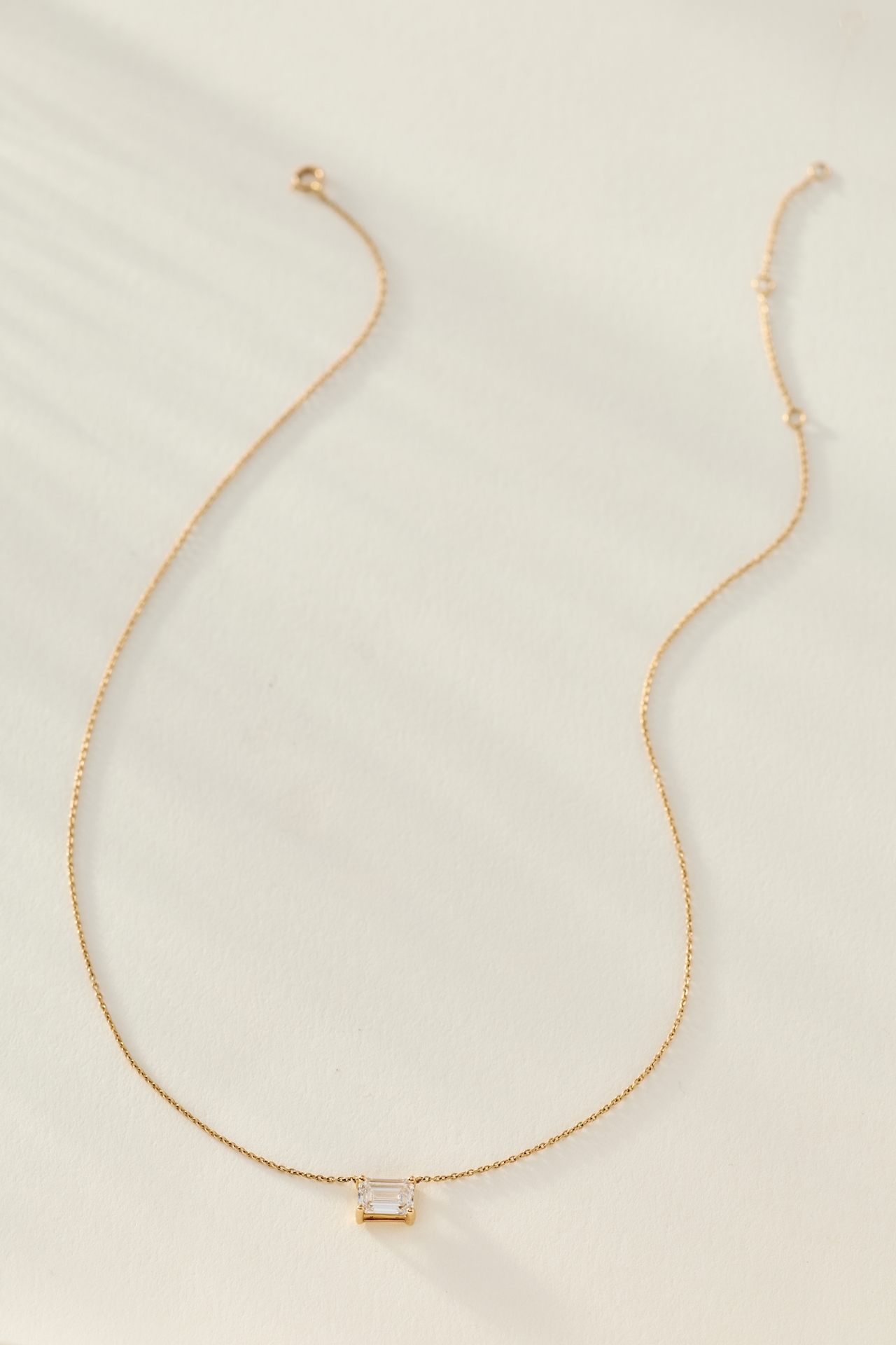 By Adina Eden Lab Grown Diamond Emerald Bezel Necklace