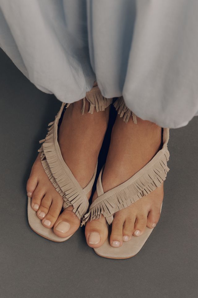 By Anthropologie Fringe Sandals #1