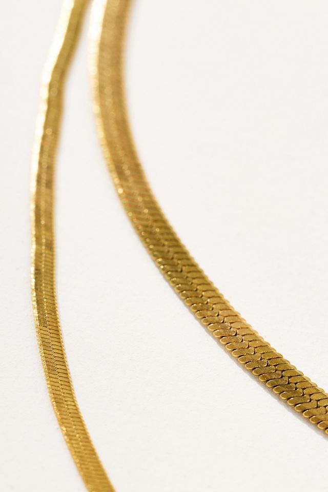 Water-Resistant Herringbone Layered Necklace #1
