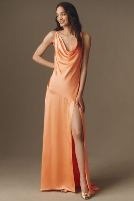 strapless open back dress Burnt Orange Mermaid Side Split Off Shoulder Satin Wedding Guest Bride –  Wish Gown