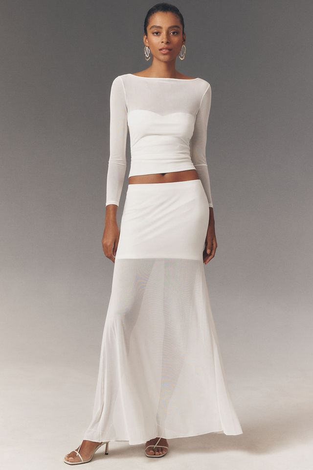 Mare Mare Stretch Sheer Knit Top and Skirt Set | Anthropologie