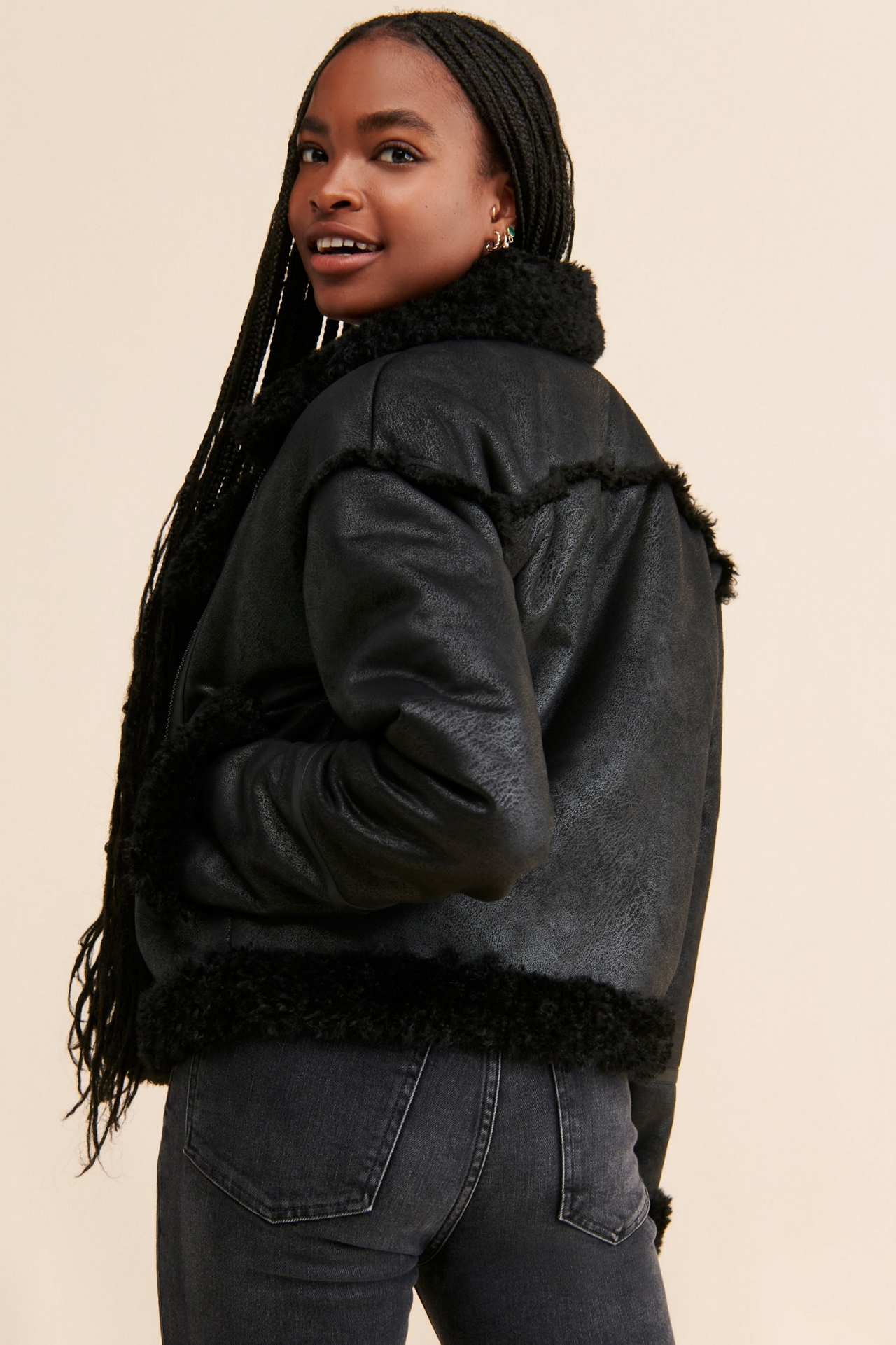 NVLT Faux Suede Moto Jacket