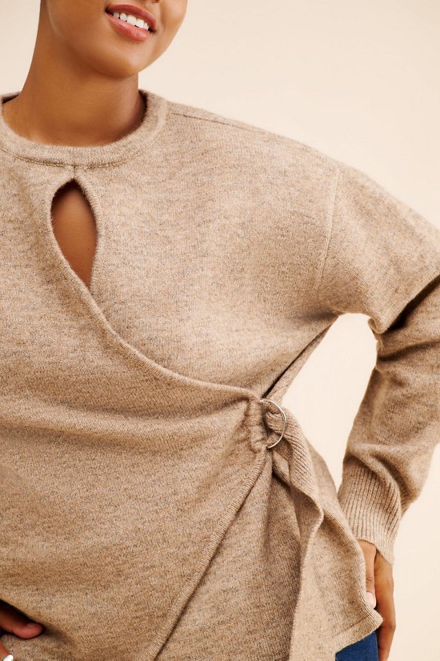 Eloquii Wool Blend Belted Wrap Sweater #4