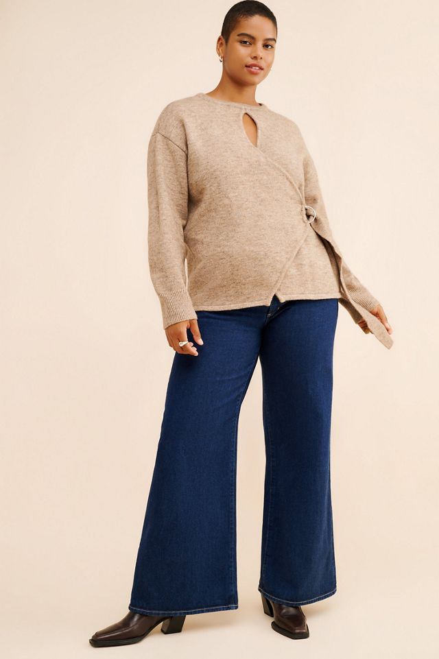 Eloquii Wool Blend Belted Wrap Sweater #2