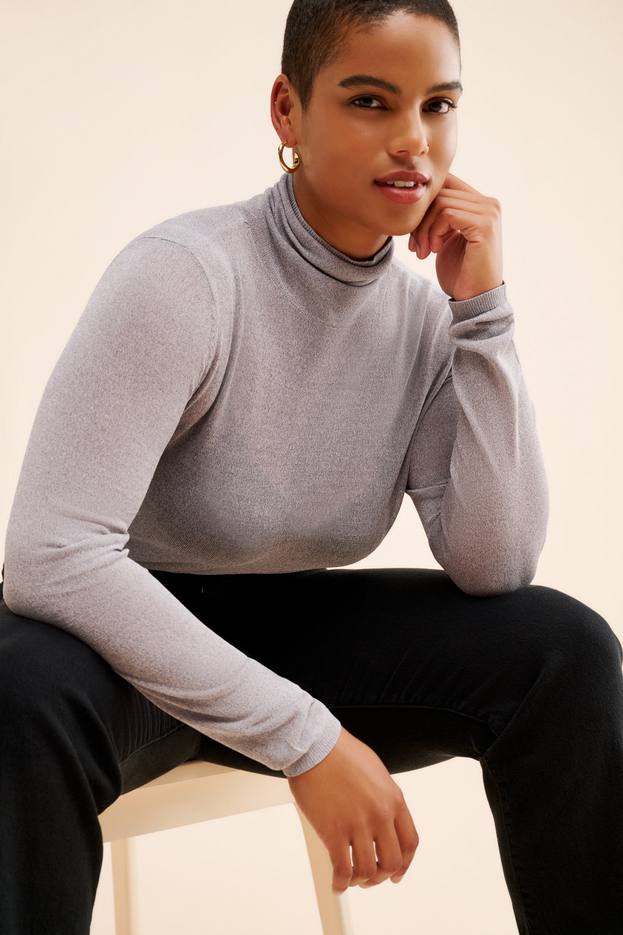 Eloquii Lightweight Sheer Turtleneck Sweater