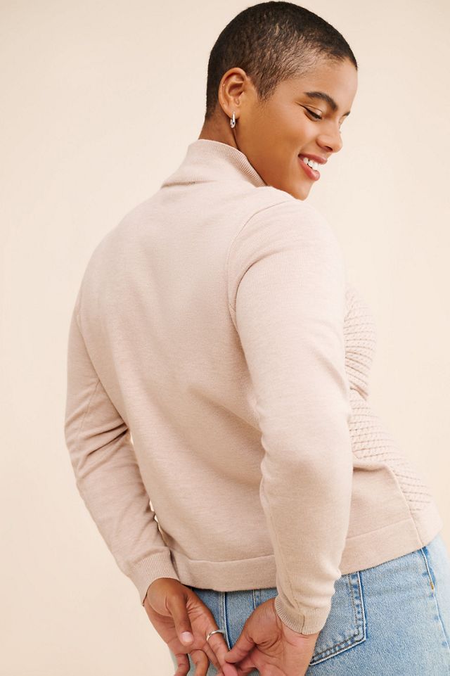 Eloquii Diagonal Cable Knit Mock Neck Sweater #1