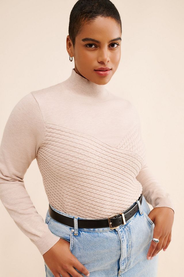 Eloquii Diagonal Cable Knit Mock Neck Sweater #2