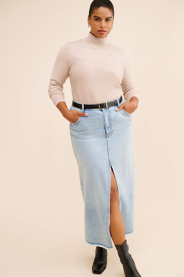Eloquii Diagonal Cable Knit Mock Neck Sweater #4