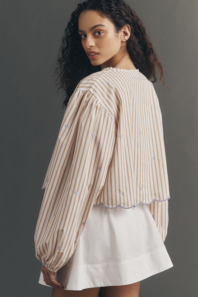 Maeve Tie-Front Puff-Sleeve Shirt #3