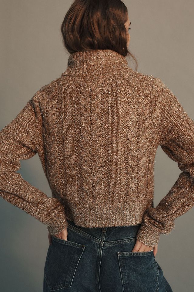 Pilcro Shine Cable-Knit Turtleneck Sweater #1
