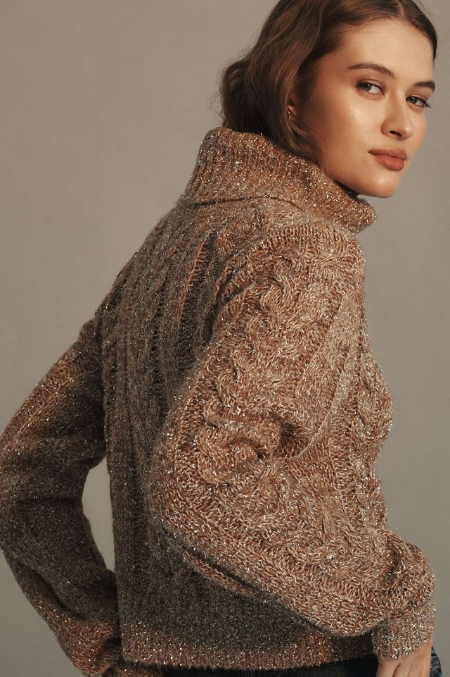 Pilcro Shine Cable-Knit Turtleneck Sweater #3