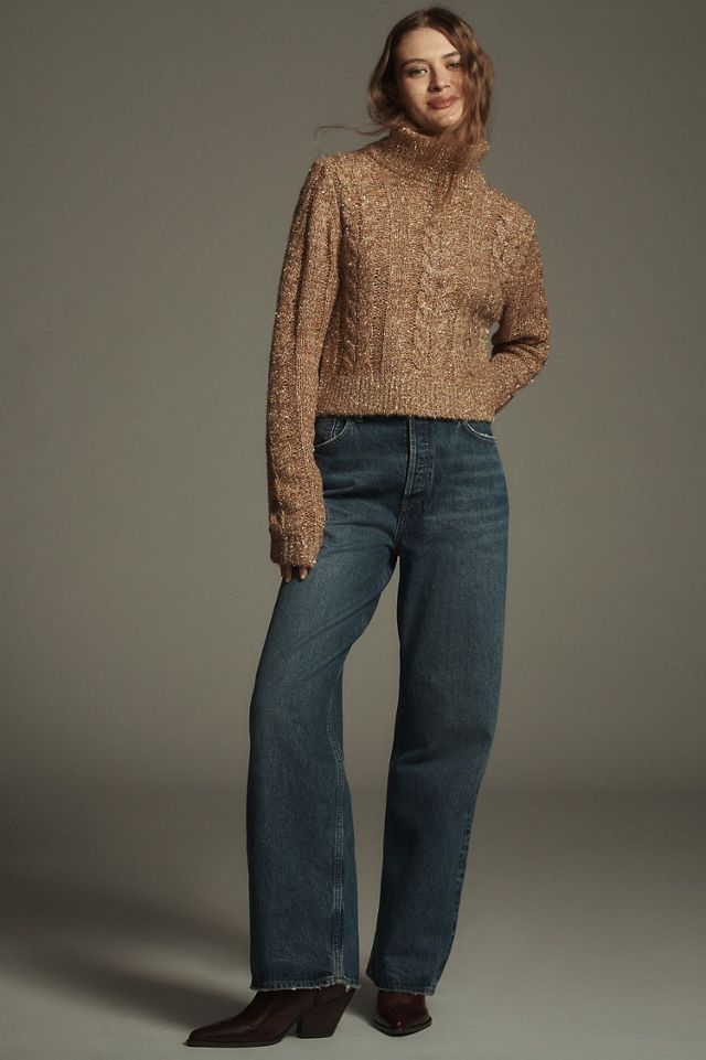 Pilcro Shine Cable-Knit Turtleneck Sweater #2
