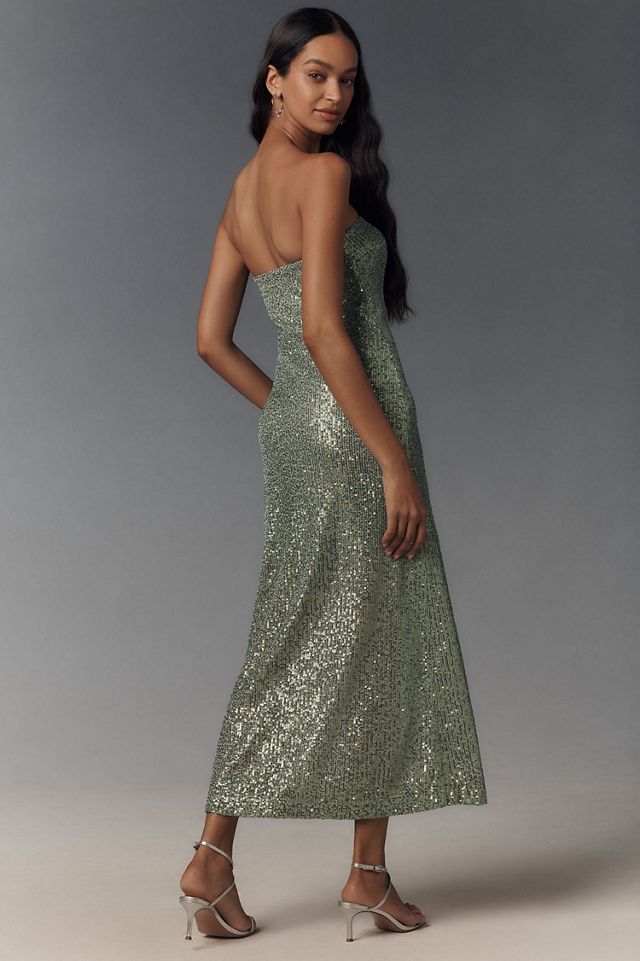 Sequin Bandeau Midi Dress #1