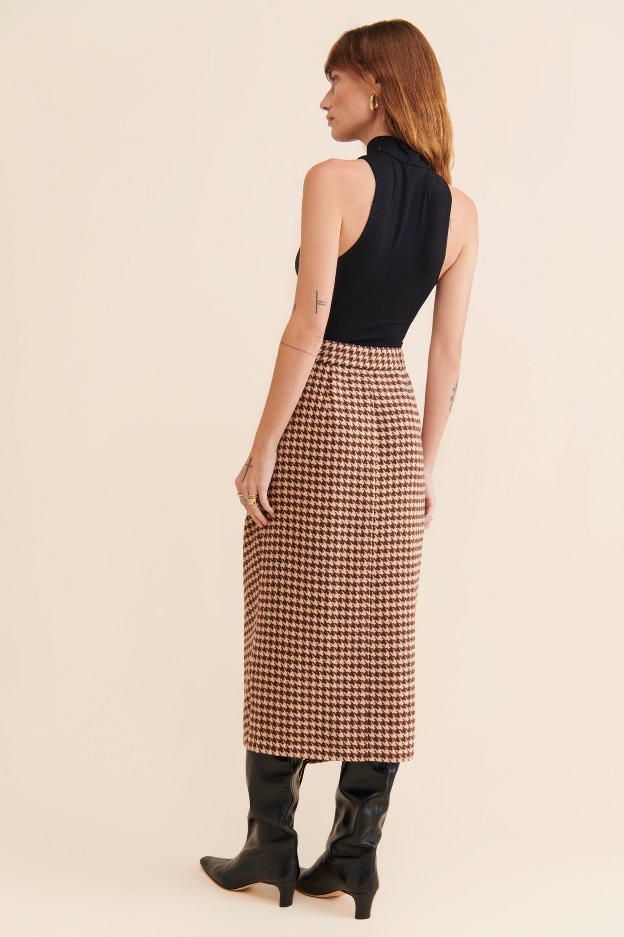 Mare Plaid Fringed Midi Skirt