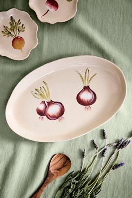 Red Onion Stoneware Serving Platter