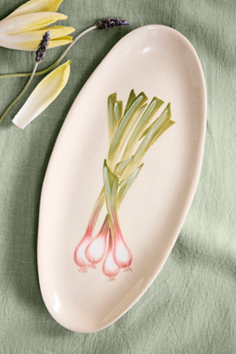 Green Onion Stoneware Serving Platter | Terrain
