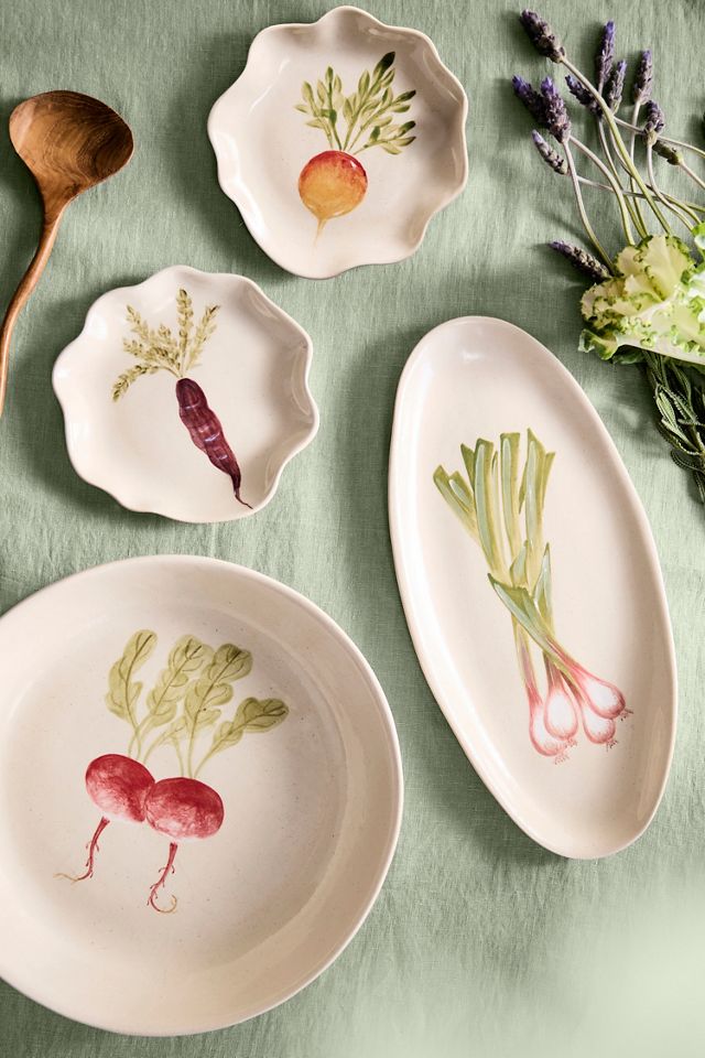 Green Onion Stoneware Serving Platter #1
