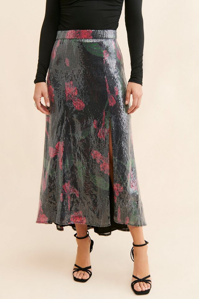 Hutch Printed Sequin Maxi Skirt #1