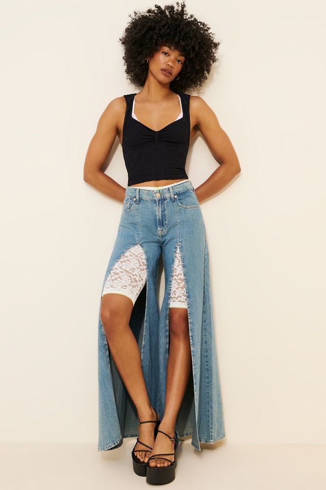 7 For All Mankind Willow Wide Leg Slit Jeans #4